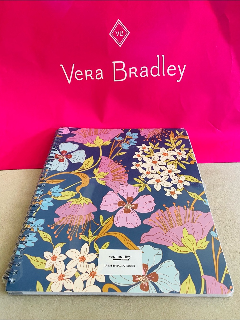 Vera Bradley Large Spiral Notebook NWT Coffee Garden. 160 pages